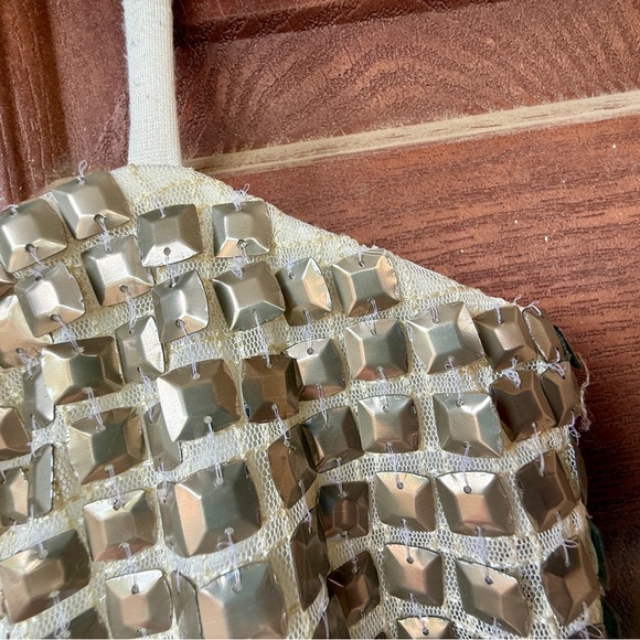 AllSaints Silver Studded Slip Mini Dress square neck sz 10 - Picture 6 of 9